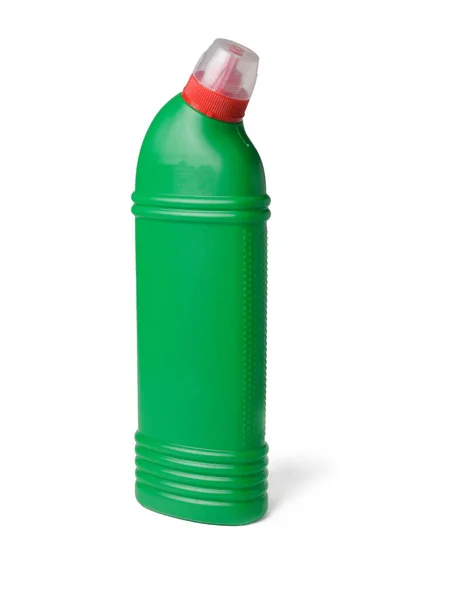 Bouteille Plastique Vert Avec Nettoyage Désinfectant Vierge Isoler Sur Fond — Photo