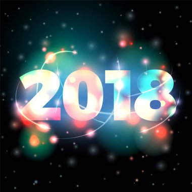 Vektör 2018 yeni yıl çizim bulanık ışıkları ile.