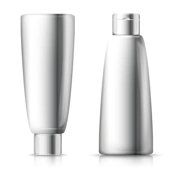 Vector set - 3d realistic shampoo bottles. — Stock Vector