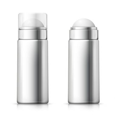 Vektör - 3d gerçekçi gümüş deodorant şişe ayarla