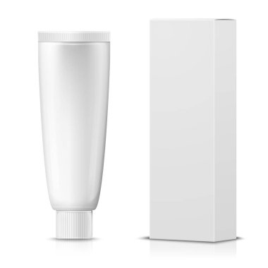 Kağıt kutusu ile 3D gerçekçi Yapıştır tüp vektör