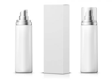 Kağıt kutusu ile 3D gerçekçi Sprey şişeleri vektör