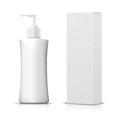 Kağıt kutusu ile 3D gerçekçi şampuan pompa şişe