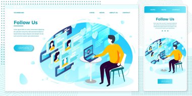 Sosyal ağlarda vektör illüstrasyonu