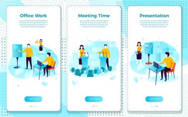 Vektör ayarlı ofis sunumu, toplantı zamanı