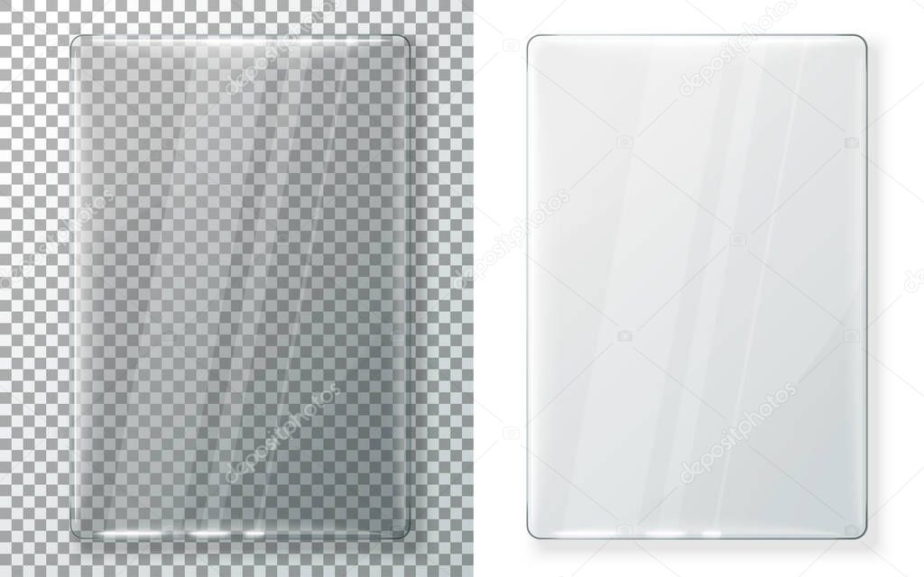 Two vector realistic vertical glass plates eps