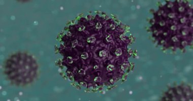 Corona virus macro video. Flow of bright moving shapes