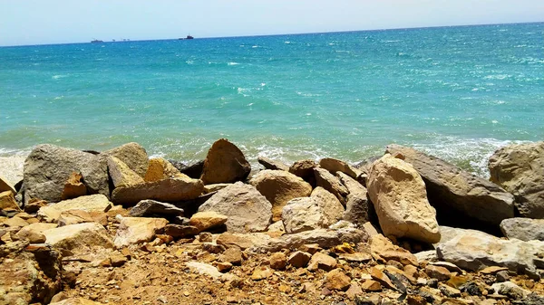 Bleu Vista Mar Pedras Ondas — Fotografia de Stock