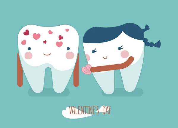 Feliz día de San Valentín de dental — Vector de stock