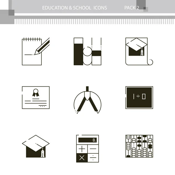 Educação e Escola esboço coleção ícone —  Vetores de Stock