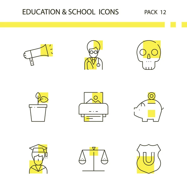 Utbildning och skola disposition och gul bakgrund-ikonen — Stock vektor