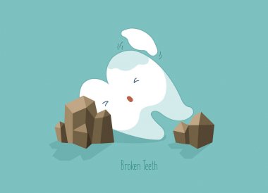 Tooth fall and make it broken,teeth and tooth concept of dental  clipart