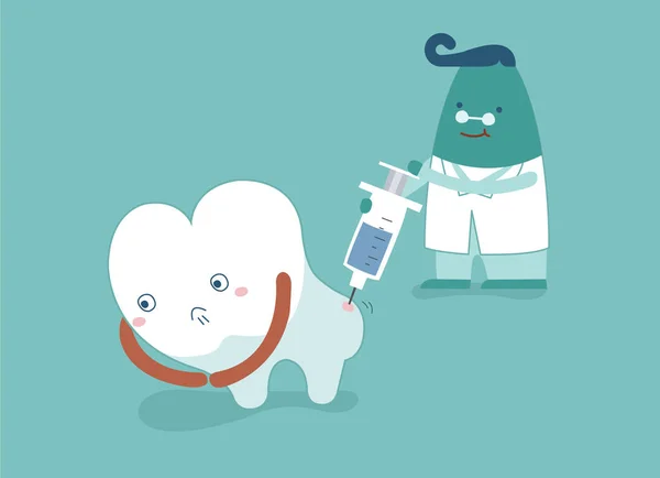 Zahnarzt wird Zahn injizieren, Konzept der Zahnmedizin — Stockvektor