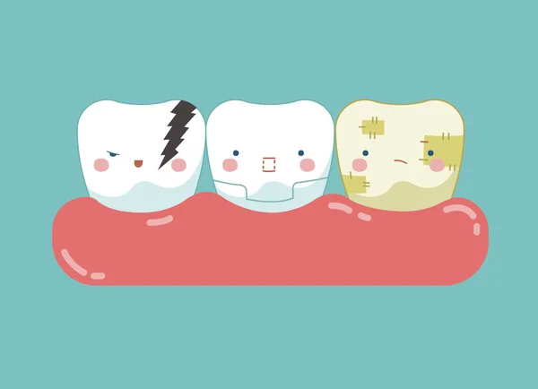 Symptom på tandvård, tänder och tand begreppet dental — Stock vektor