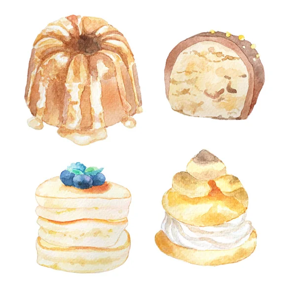 Illustration aquarelle de produits de boulangerie pour une boulangerie ou un café , — Photo