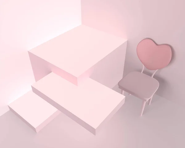 Valentine marca conceito mockup no fundo rosa . — Fotografia de Stock