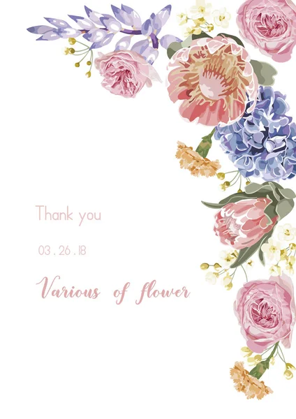 ベクトル花バナー、様々 な花、無論、紹介状とグリーティング カード — ストックベクタ