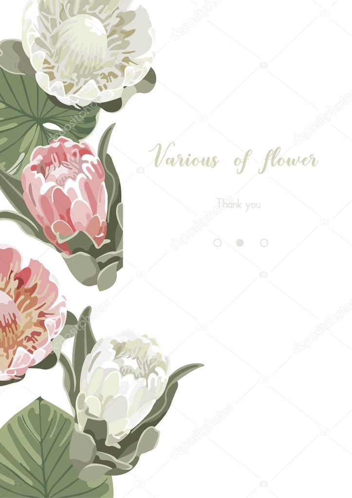 Vintage and luxurious floral vector greeting card with flowers i