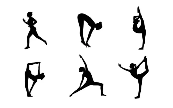 Yoga poses silhouettes. — Stock Vector © anilin #17054005