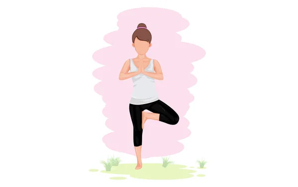 Female Yoga Vector Illustration Beautiful Cartoon Woman Poses Yoga — Stock vektor