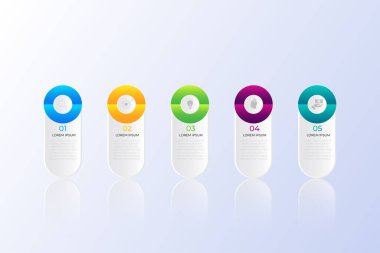 5 seçenekli soyut bilgi şablonu, iş akışı düzeni, diyagram, iş adım seçenekleri, pankart, web tasarımı için kullanılabilir.