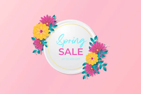 Fondo Venta Primavera Con Hermosa Flor Plantilla Diseño Ilustración Vector — Vector de stock