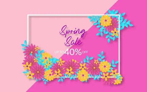Banner Venta Primavera Con Hermosa Flor Ilustración Vectores — Vector de stock
