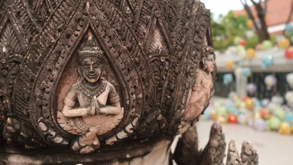 Detalhes Pedra Ornamentada Wat Indraviharn Bangkok Tailândia — Fotografia de Stock