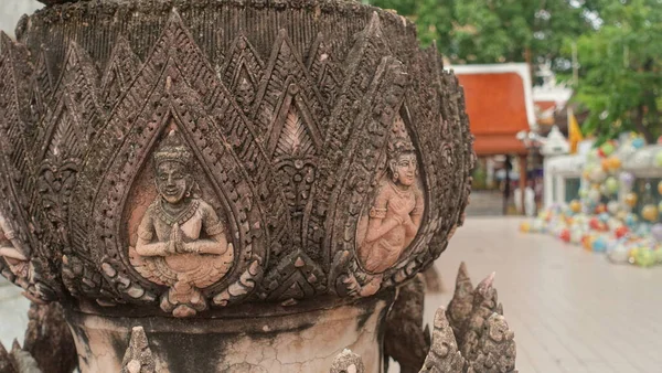 Detalhes Tempelstone Wat Devarajkunchorn Bangkok Tailândia — Fotografia de Stock