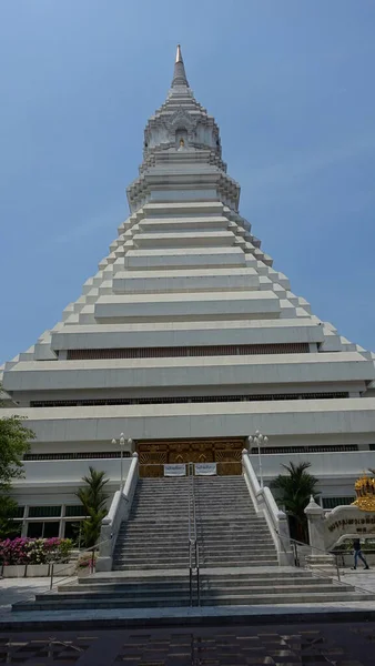 Große Weiße Stupa Des Wat Paknam Phasi Charoen Bangkok Thailand — Stockfoto