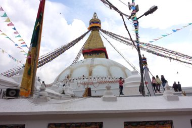 Boudha 'daki kutsal beyaz stupa, Nepal