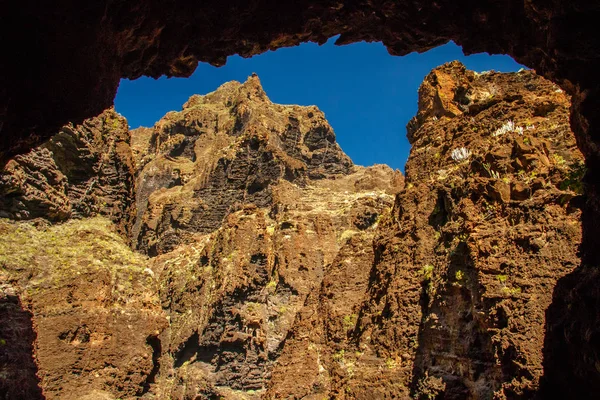 Hiking Huge Rocks Famous Masca Canyon Tenerife Canary Islands — Stock Photo, Image