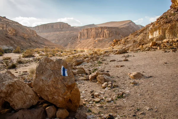 Tageswanderabenteuer Der Negev Wüste Ein Saharonim Israel Trockenes Gebiet Heiße — Stockfoto