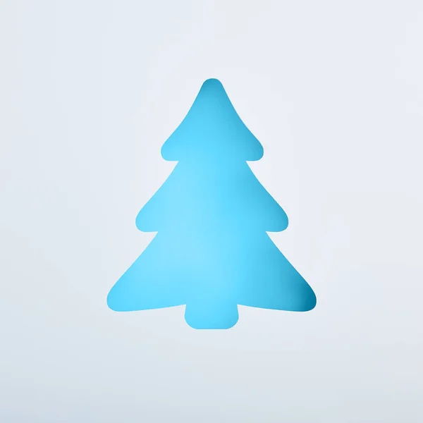 Forme d'arbre bleu de Noël. Composition carrée, plan plat, vue d'en haut . — Photo