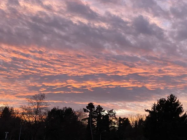 Kleurrijke winterse zonsondergang — Stockfoto