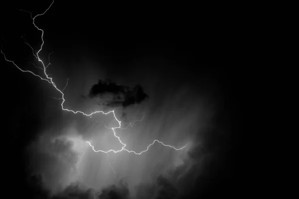 Black White Photo Lightning Storm Hot Summer Night — Stock Photo, Image