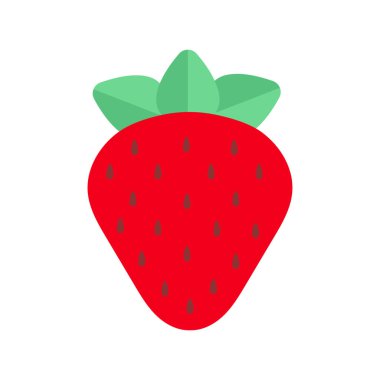 Çilek simgesi vektörü, düz tasarım illüstrasyon