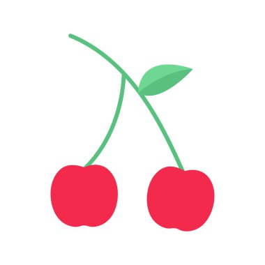 Kiraz ikonu vektörü, düz tasarım illüstrasyon
