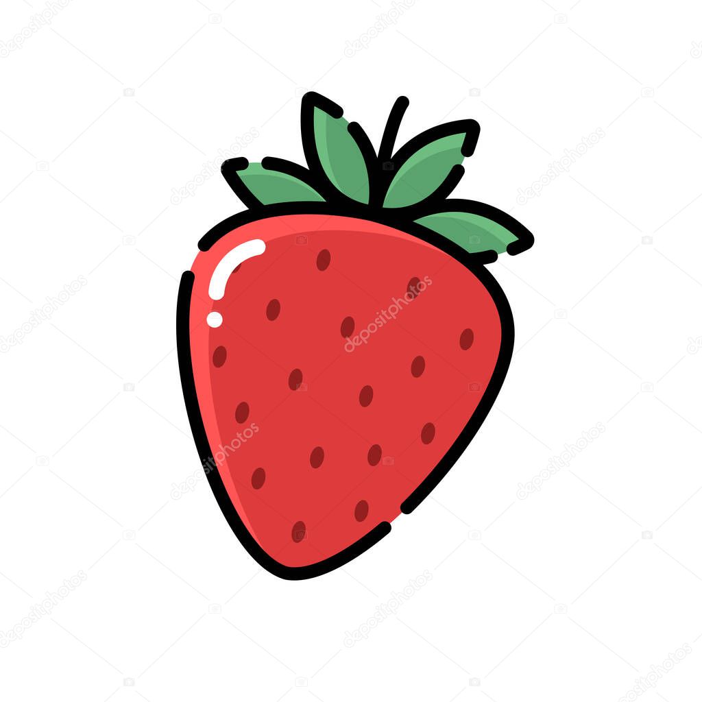 Strawberry icon, logo vector, flat design