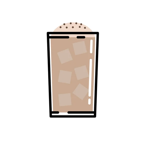 Vector Illustration Long Glass Iced Coffee Isolated Chocochip Topping White — Stock Vector