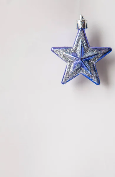 White Background Christmas Toy Shape Star Blue Silver — Stock Photo, Image