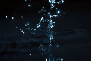Su koyu arkaplanda sıçrıyor