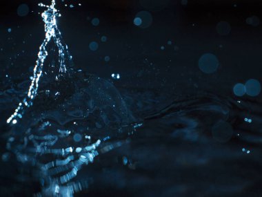 Su koyu arkaplanda sıçrıyor