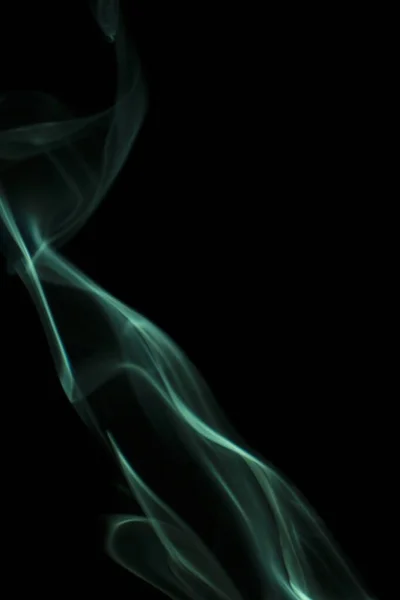 Beautiful Swirls Green Smoke Black Background — Stock Photo, Image