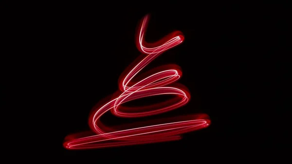 Líneas Rojas Luces Forma Árbol Navidad —  Fotos de Stock