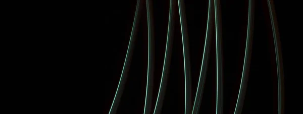 Green light curve lines on a black background