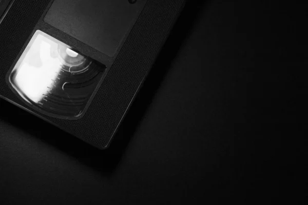 Old Vhs Video Cassette Dark Background Black White — Stock Photo, Image