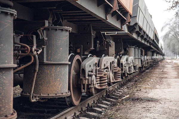 Rodas Vagões Ferroviários Para Transporte Pedra Minério — Fotografia de Stock