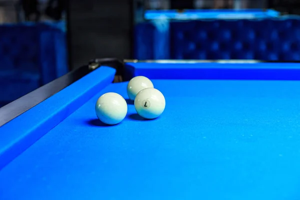 Billiard balls on the table during the game
