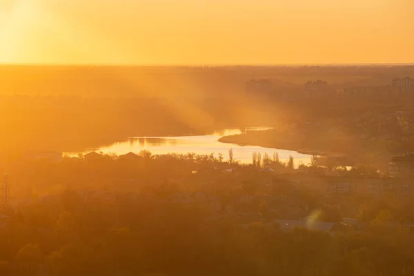 Aube Coucher Soleil Sur Rivière — Photo